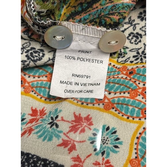 Figueroa & Flower Womens Multicolor Button-Up Tunic Shirt Size L Lightweight Pol - Picture 6 of 8